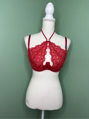 Victoria's Secret Red Lace Halter Underwire Bra